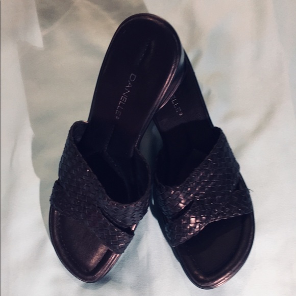 Leather Black Braided Sandals - Picture 1 of 7